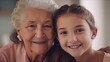 © bomoge.pl - Grandma's Little Angel: Happy Granddaughter Shares a Laugh with her Grandmother at Home. Generative AI.