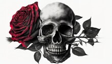 Skull Rose Tatoo . Creative Illustration. (Ai Generate)