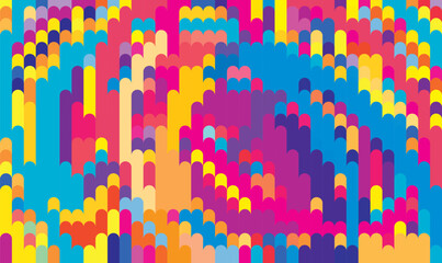 Poster - Motley colorful background with multicolored rounded stripes. Particolored pattern