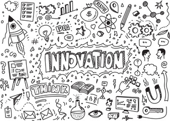 innovation hand drawn doodle vector, illustration on white background