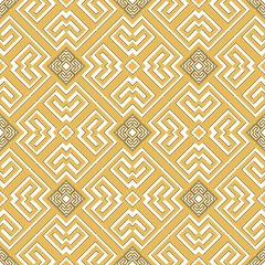 Greek ornamental geometric seamless pattern. Modern patterned vector background. Repeat geometrical ornate ethnic backdrop. Rhombus ornaments with frames, shapes, symbols, signs. Greek key, meanders