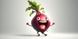 Happy smiling cartoon red beet radish face character, funny cute vegetable sticker color personage icon isolated on white background, healthy organic vegan diet food. AI generative.