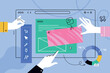 Vector illustration of web design and development. Creative concept for web banner, social media banner, business presentation, marketing material.