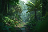 Fototapeta Las - tropical forest in the jungle- made with generative ai