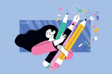 Fototapete - Vector illustration of graphic design, design agency. Creative concept for web banner, social media banner, business presentation, marketing material.