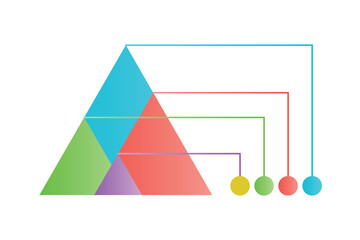 Poster - Info scheme concept. Triangle segmentation, work with information and data visualization for marketing research. Template, layout and mockup. Cartoon flat vector illustration