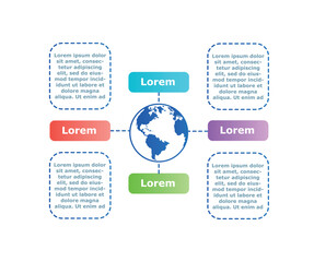 Poster - Info speech bubbles concept. Globalization and infographics, design element for landing page and presentation. Data visualization and working with statistics. Cartoon flat vector illustration