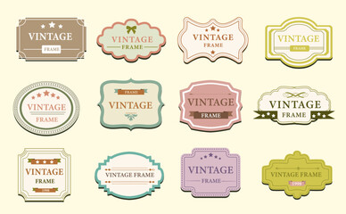 Wall Mural - set of labels. collection of luxury etiquettes. vintage frame for food and alcoholic drinks, wine. c