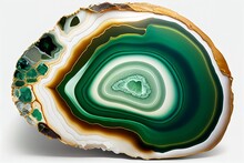 Green And Gold Agate Gemstone Crystal Geode Closeup Macro