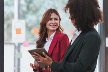 Wall Mural - Multiethnic business people in meeting. Accountant people do document, tax, exchange, accounting and Financial advisor concept