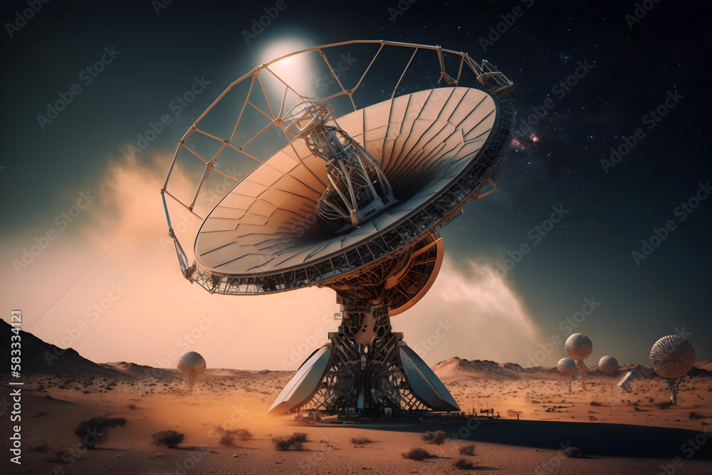 Radio telescope for space and stellar research in high resolution, detailed, space, innovation, contact with extraterrestrial civilizations, research, science, technology