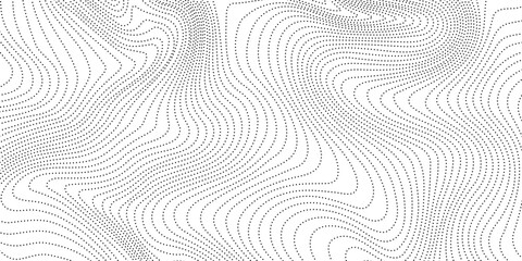 Poster - Dotted wave lines background. Abstract wavy stripes texture. Warped and curved lines wallpaper. Vector minimalistic design template