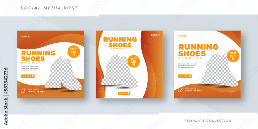 Shoes sport social media banner instagram post template design Stock ...