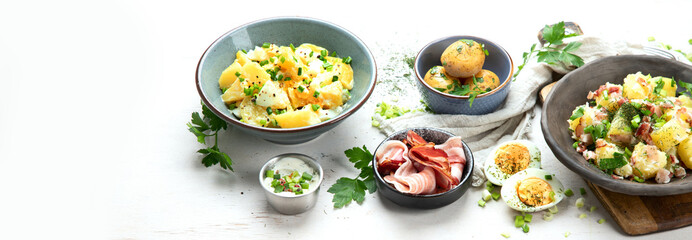 Wall Mural - Set with different potato salads