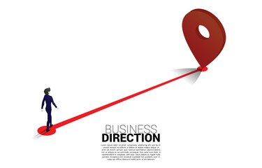 Aufkleber - Route between 3D location pin markers and businessman . Concept for Location and business direction.