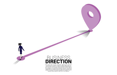 Aufkleber - Route between 3D location pin markers and businesswoman . Concept for Location and business direction.