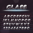 Modern Glossy Hi-Tech Font. Vector Techno Alphabet done in shiny glass