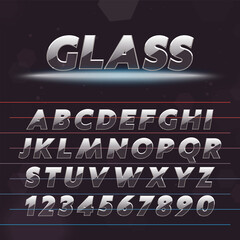 Poster - Modern Glossy Hi-Tech Font. Vector Techno Alphabet done in shiny glass