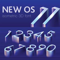 Poster - Isometric Numbers with transparent effect. 3D digital symbols with vibrant gradients. Vector design elements for presentations and banners