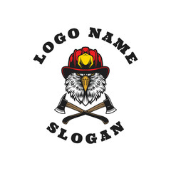 Wall Mural - Eagle Firefighter Graphic Logo Design