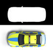 modern police car top view 3d render on white with alpha