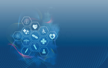 Poster - health care icon pattern medical innovation concept background design.