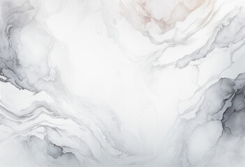Wall Mural - White Marble Texture Background, Abstract Watercolor Smoke Backdrop, Generative AI