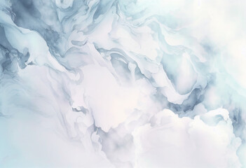 Canvas Print - White Marble Texture Background, Abstract Watercolor Smoke Backdrop, Generative AI