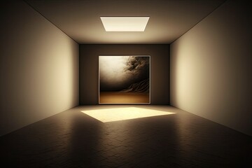 Canvas Print - empty room with abstract art and mood lighting, creating a sophisticated and relaxing atmosphere, created with generative ai