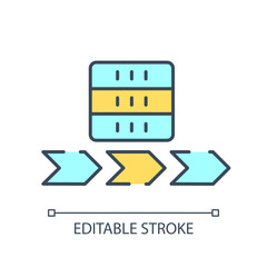 Poster - Data flow RGB color icon. Datum lineage. Information movement trace. Digital storage. Transfer from source to consumption. Isolated vector illustration. Simple filled line drawing. Editable stroke