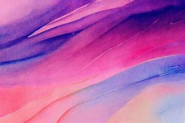 Wall Mural - Abstract smooth pink and purple watercolor shapes background digital illustration., created with generative ai