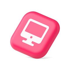 Poster - Computer monitor connection button cyberspace digital technology 3d icon symbol website element