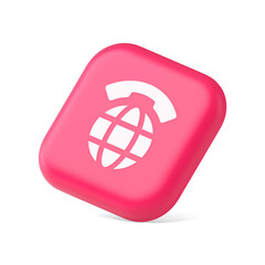 Poster - Global communication internet call connection button planet with handset 3d icon symbol website element