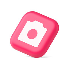 Poster - Photo video camera multimedia content creation button optical lens zoom device 3d isometric icon