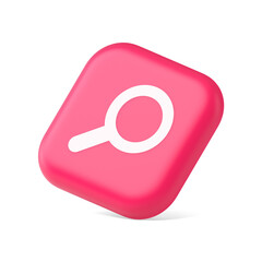 Poster - Browsing internet searching button magnifying glass analyzing information 3d icon symbol website element