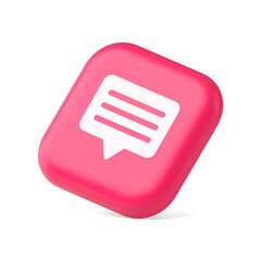 Poster - Chat box speech bubble button social networks texting internet communication 3d isometric icon