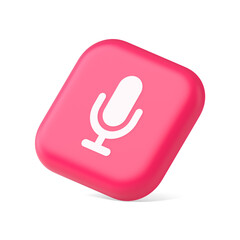 Poster - Microphone voice sound recording broadcasting button web app media communication 3d isometric icon