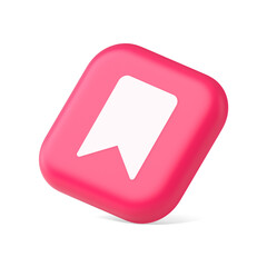 Poster - Bookmark tag flag button book reading document learning remember web app 3d icon symbol website element