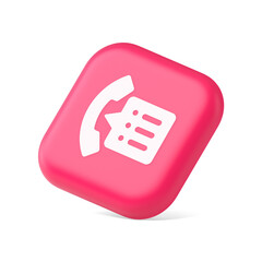 Poster - Phonebook handset important contact list info button phone call communication 3d isometric icon