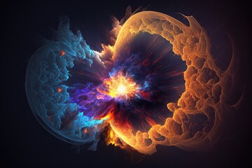 Wall Mural - energy of the universe exploding into new forms and shapes, created with generative ai