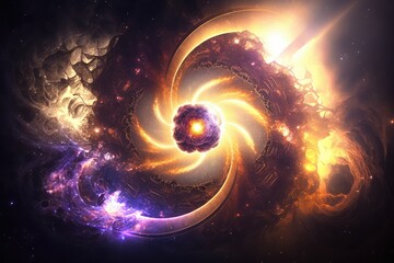 Wall Mural - energy of the universe exploding into new forms and shapes, created with generative ai