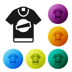 Wall Mural - Black T-shirt icon isolated on white background. Set icons in color circle buttons. Vector