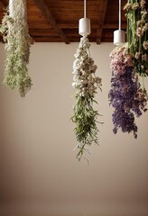 Poster - Sprigs of lavender for creating and decorating dried flowers bouquet., created with generative ai