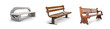 set of various style designs of park or outdoor waiting bench isolated with transparent background cutout - Generative AI