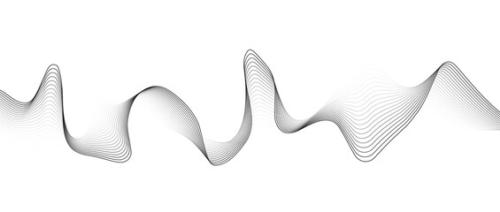 Wall Mural - Abstract black smooth wave on a white background. Dynamic sound wave. Design element. Vector illustration.