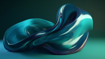 Wall Mural - Abstract 3d glass render, organic curve wave in motion. Glossy, reflective, gradient design element for banner, background, wallpaper (ai generated) 