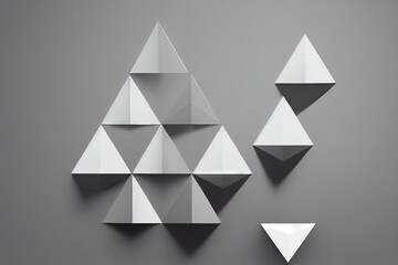 Poster - Geometic background with pyramids with clear shapes in gray shade., created with generative ai