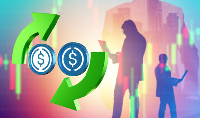 Aufkleber - exchange usd money. usdc coins near investors. sale of usd coin after drop in value. exchange of fia