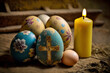 intricately decorated easter eggs in an eastern orthodox tradition, generative AI