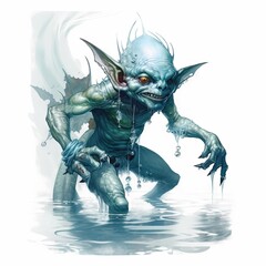 Poster - Fantasy RPG water goblin illustration, created with generative ai